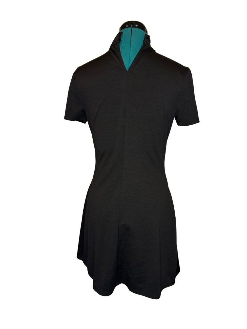 Used Smak Parlour Black Mock Turtleneck Mini Dress, Sz M - Picture 3 of 5